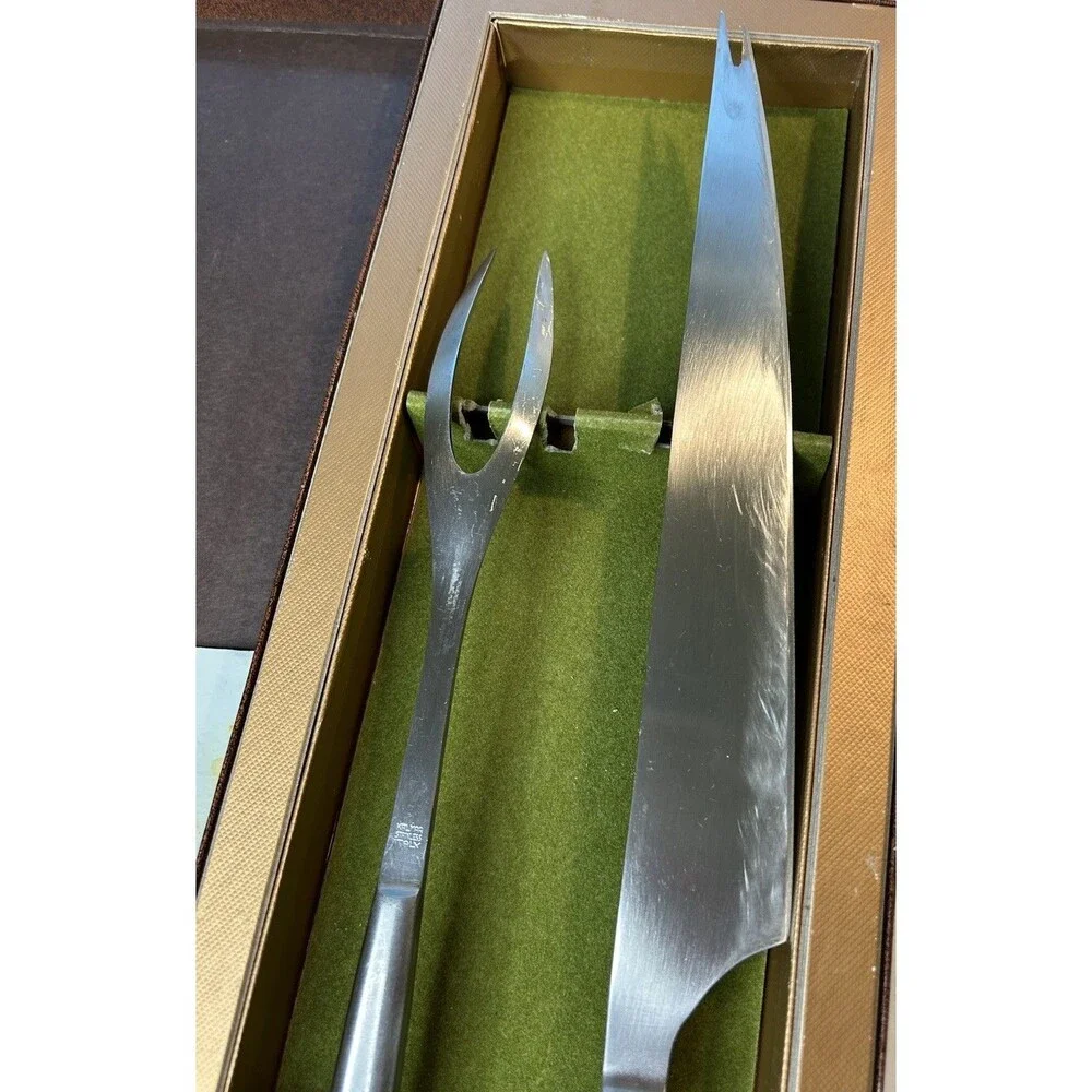 Vintage Kalmar Designs Stainless Steel 2-Piece Carving Set Italy 16